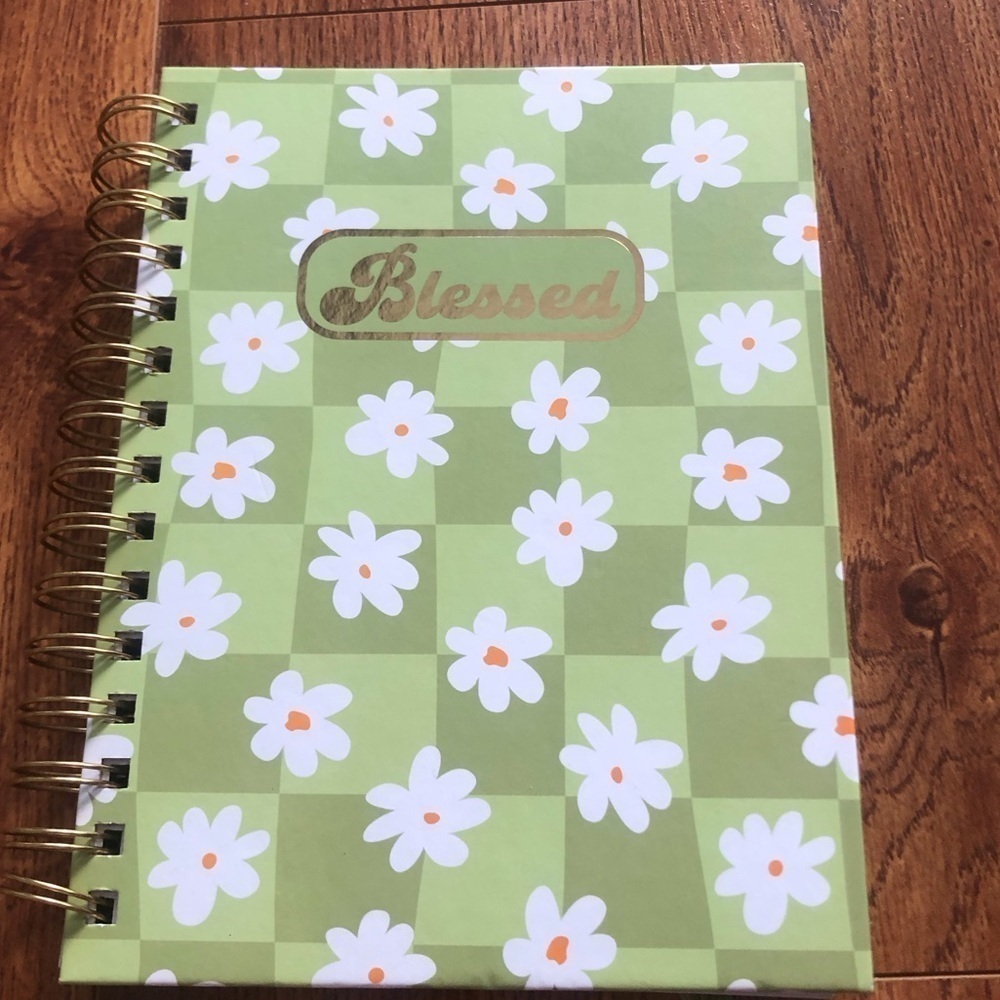 Blessed Green floral lined notebook